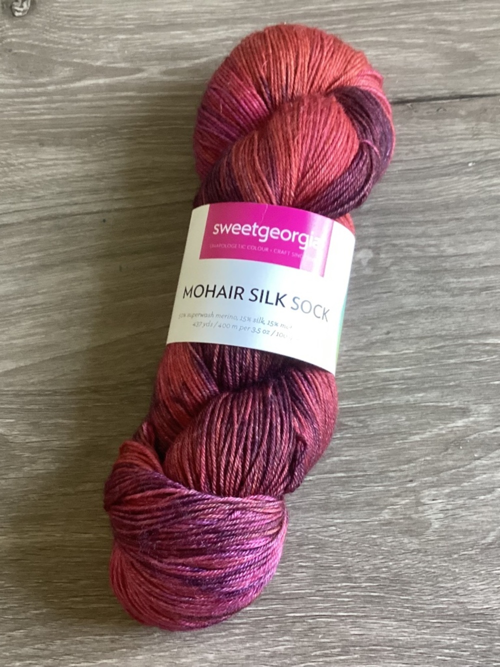 SweetGeorgia Yarns Mohair Silk Sock Strawberry Tea Merino Wool Fingering Weight